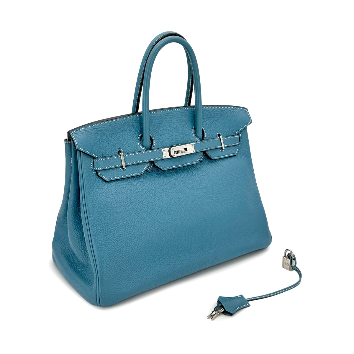 HERMES BIRKIN 35 BLUE JEAN TAURILLON CLEMENCE HAND BAG □J SHW 90275893