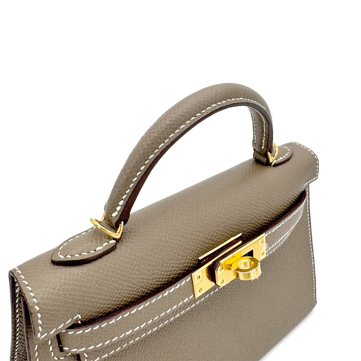 HERMES MINI KELLY 20 SELLIER ETOUPE VEAU EPSOM HAND SHOULDER BAG B GHW 90275895