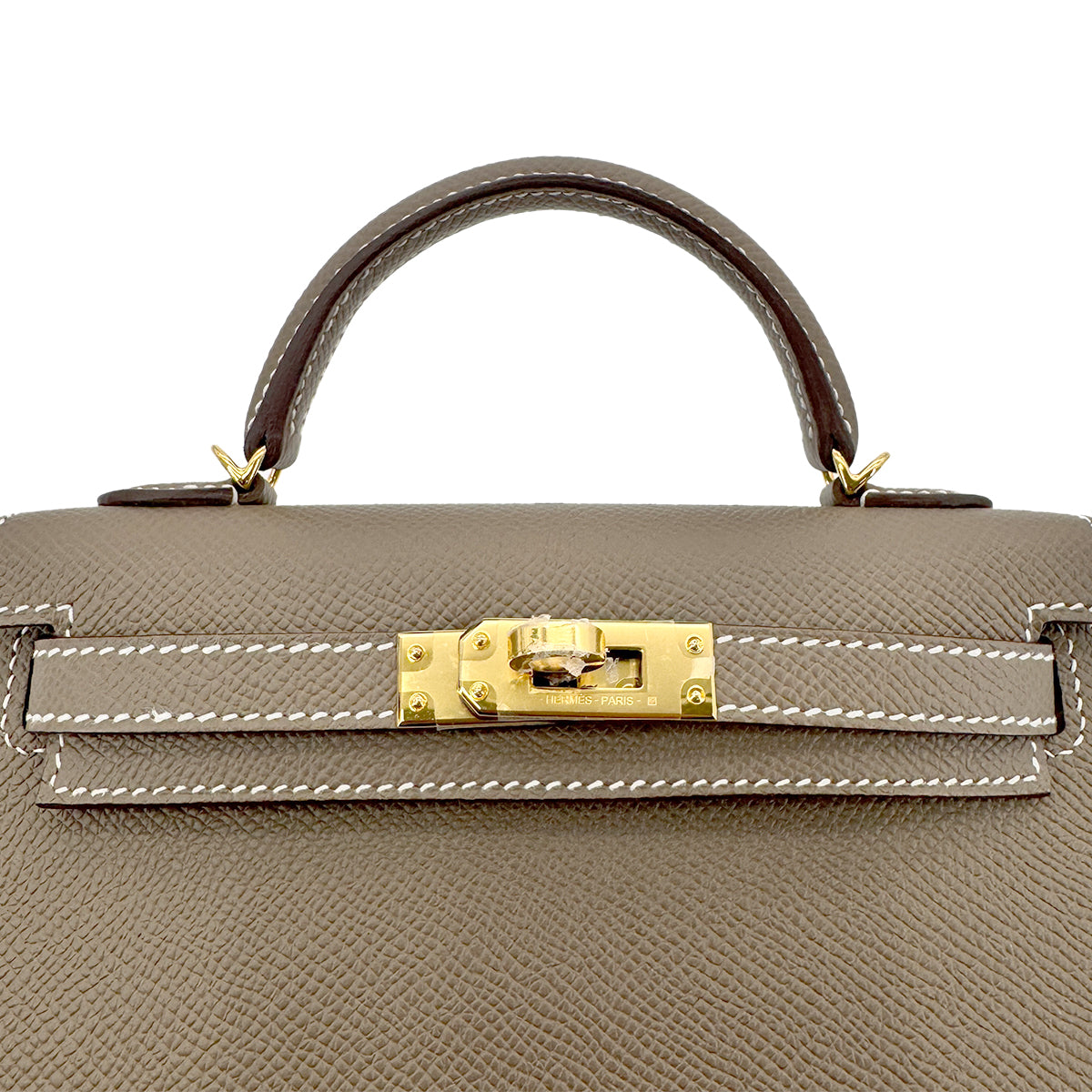 HERMES MINI KELLY 20 SELLIER ETOUPE VEAU EPSOM HAND SHOULDER BAG B GHW 90275895