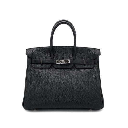 HERMES BIRKIN 25 BLACK TOGO HAND BAG □H SHW 90275897