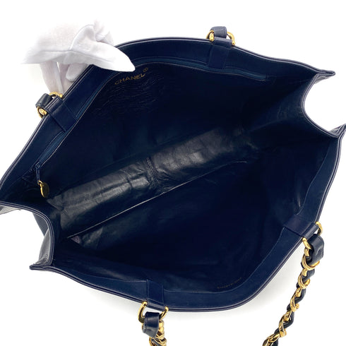 CHANEL VINTAGE BIG COCO CHAIN TOTE BAG NAVY LEATHER 90275901 - PURPOSE