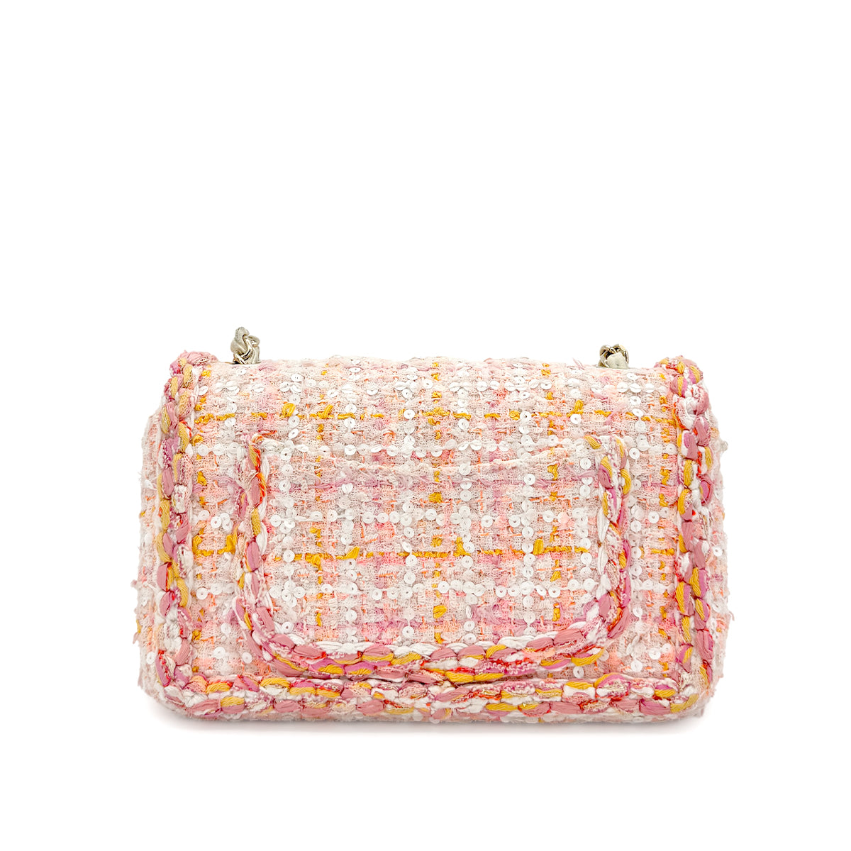 CHANEL MINI MATELASSE CHAIN SHOULDER BAG PINK TWEED 90275903