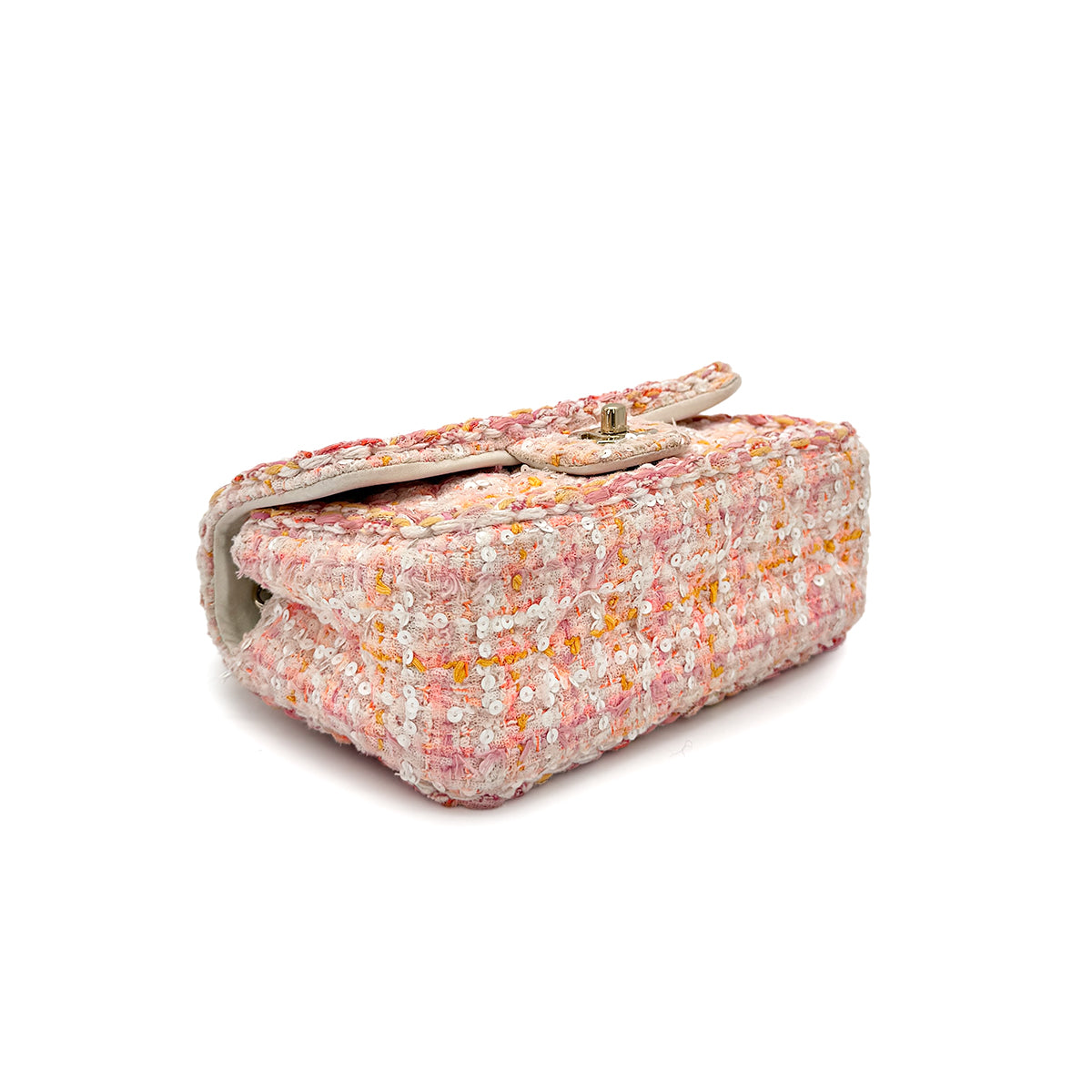 CHANEL MINI MATELASSE CHAIN SHOULDER BAG PINK TWEED 90275903