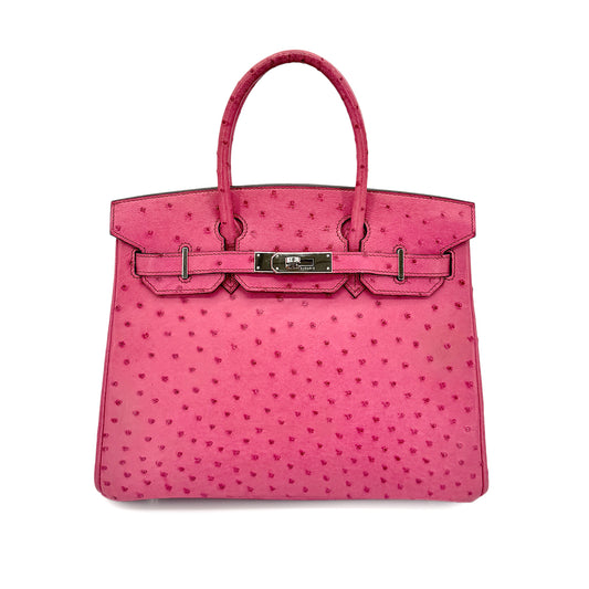 HERMES BIRKIN 30 FUSCHIA PINK OSTRICH HAND BAG □J SHW 90275910