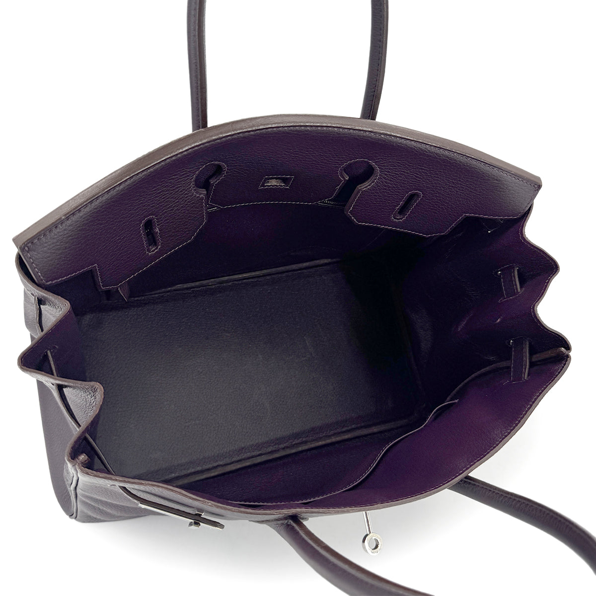 HERMES BIRKIN 35 RAISIN TAURILLON CLEMENCE HAND BAG □F SHW 90275911