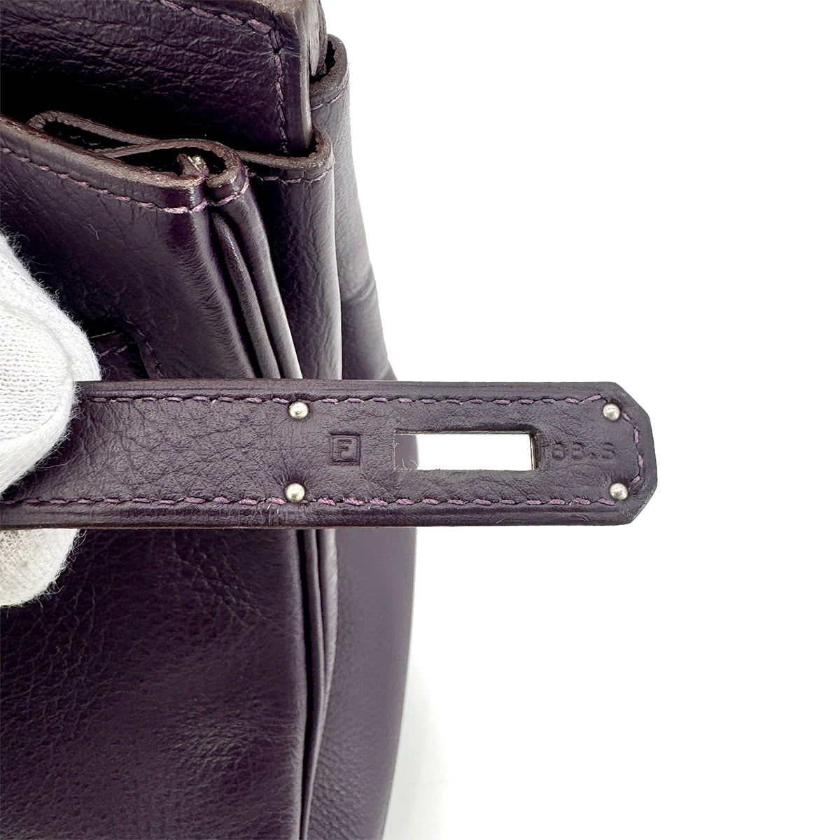 HERMES BIRKIN 35 RAISIN TAURILLON CLEMENCE HAND BAG □F SHW 90275911