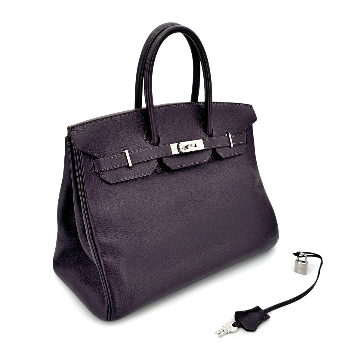 HERMES BIRKIN 35 RAISIN TAURILLON CLEMENCE HAND BAG □F SHW 90275911