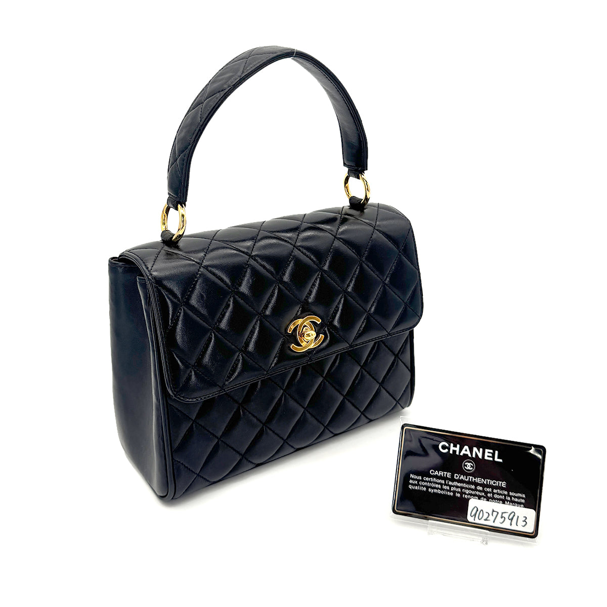 CHANEL VINTAGE HAND BAG BLACK LAMB SKIN 90275913