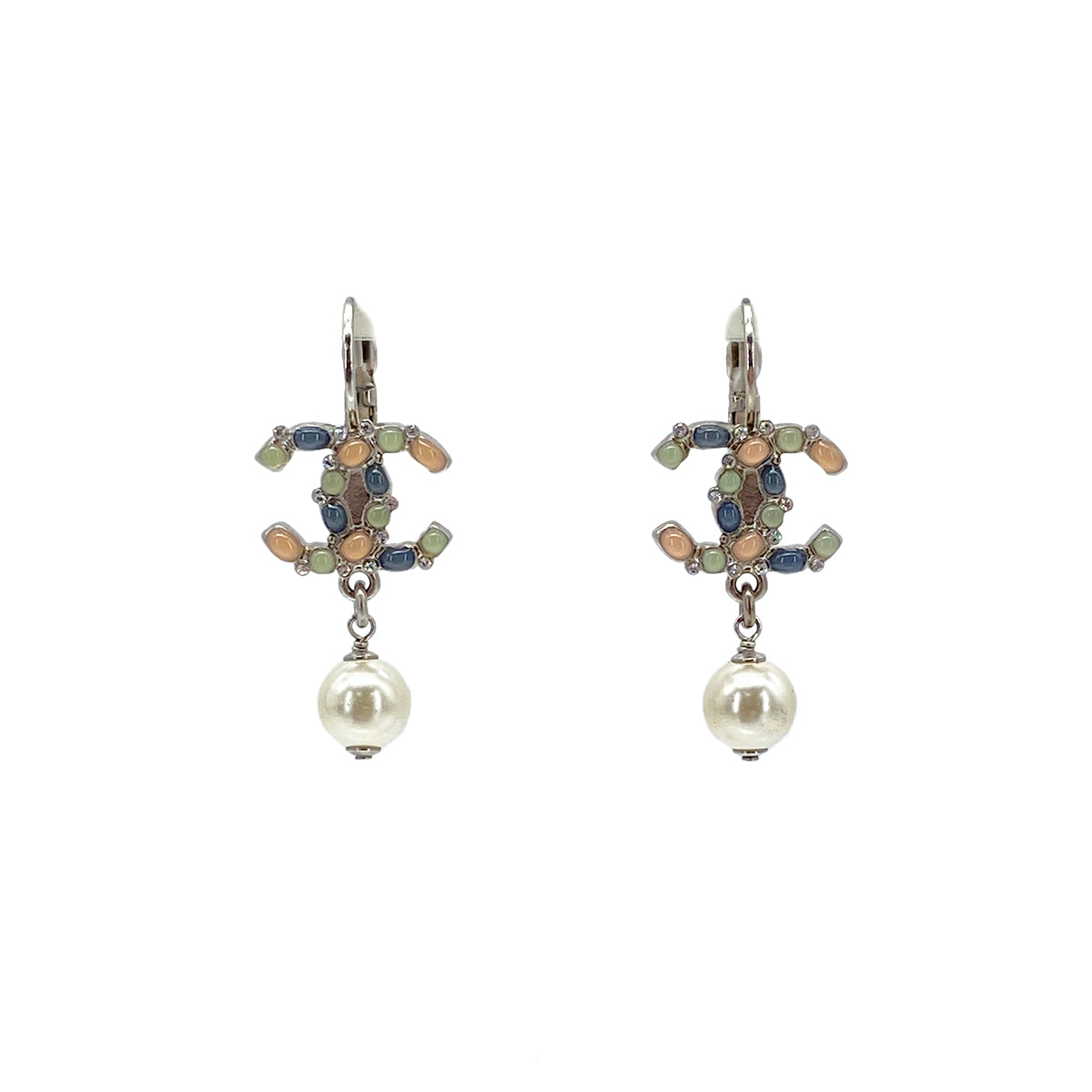CHANEL EARRINGS COCOMARK FAUX PEARL COLOR STONE SWING 17S 90275925