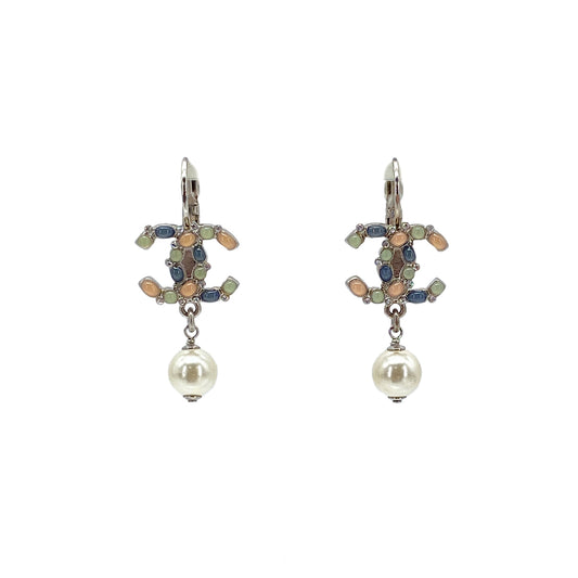 CHANEL EARRINGS COCOMARK FAUX PEARL COLOR STONE SWING 17S 90275925