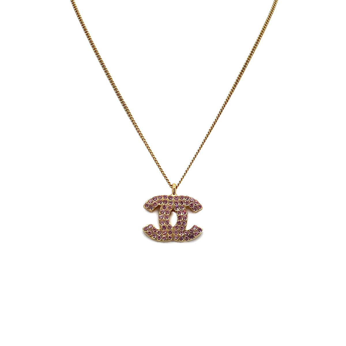 CHANEL NECKLACE COCOMARK RHINESTONE PINK ACCESSORY 02P 90275929