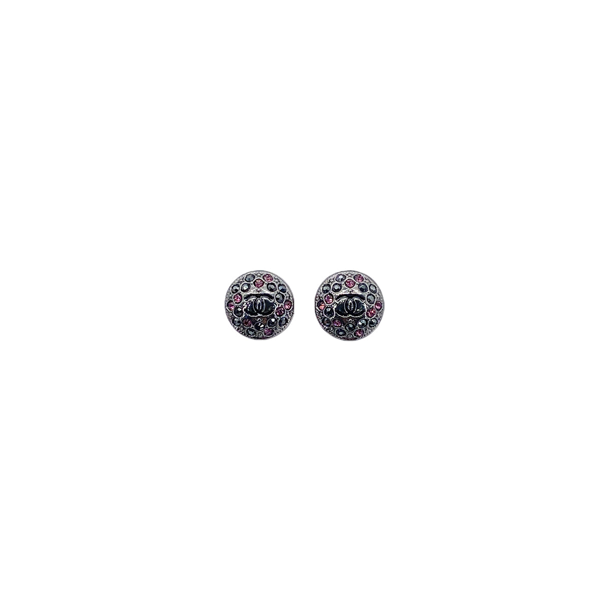 CHANEL EARRINGS COCOMARK COLOR STONE GUNMETAL A16B 90275935