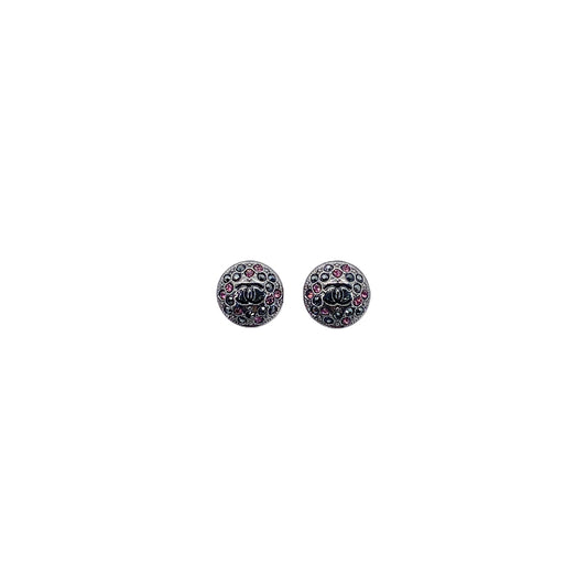 CHANEL EARRINGS COCOMARK COLOR STONE GUNMETAL A16B 90275935