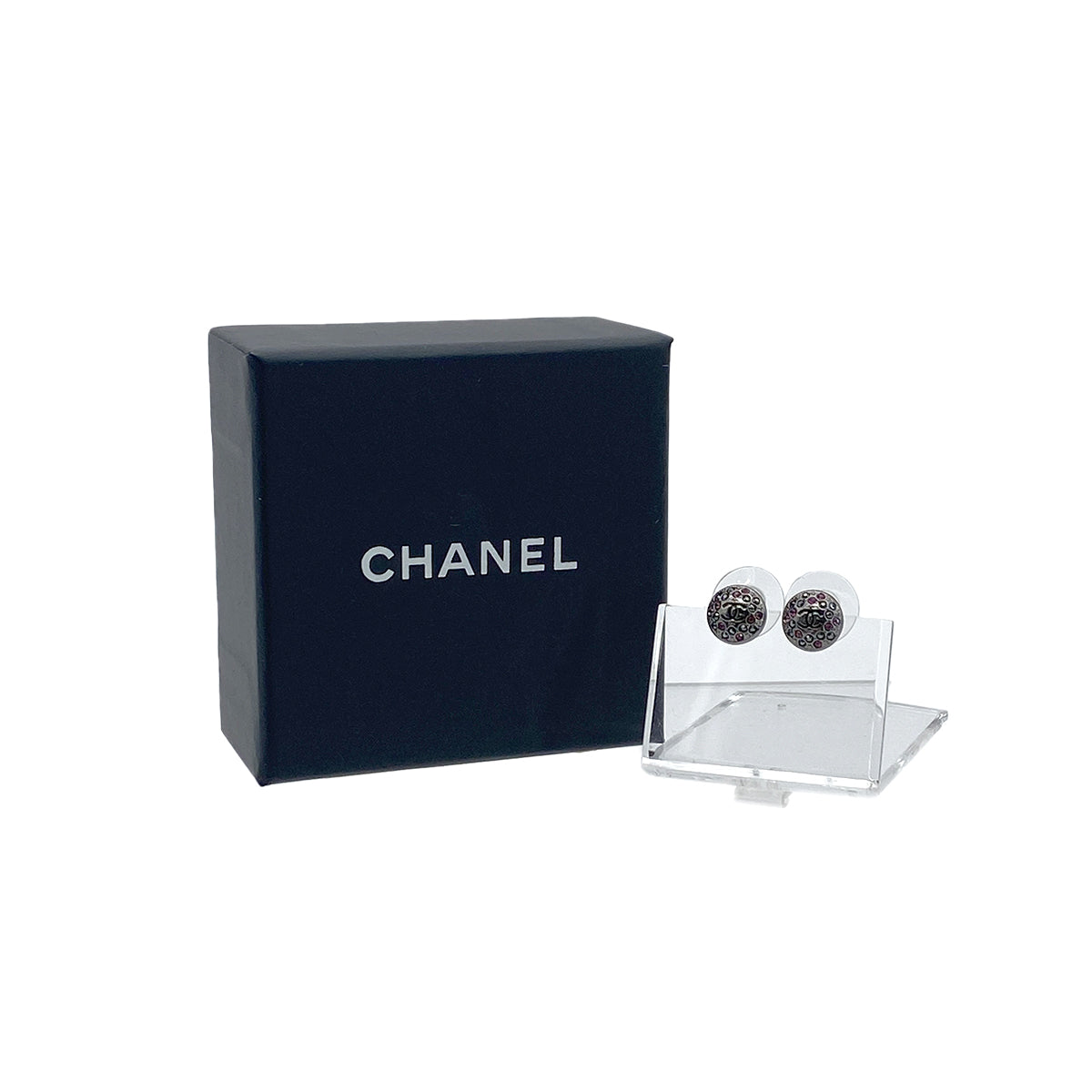 CHANEL EARRINGS COCOMARK COLOR STONE GUNMETAL A16B 90275935