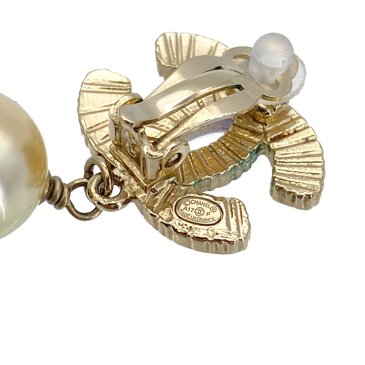 CHANEL EARRINGS COCOMARK FAUX PEARL RAINBOW SWING A17P 90275940