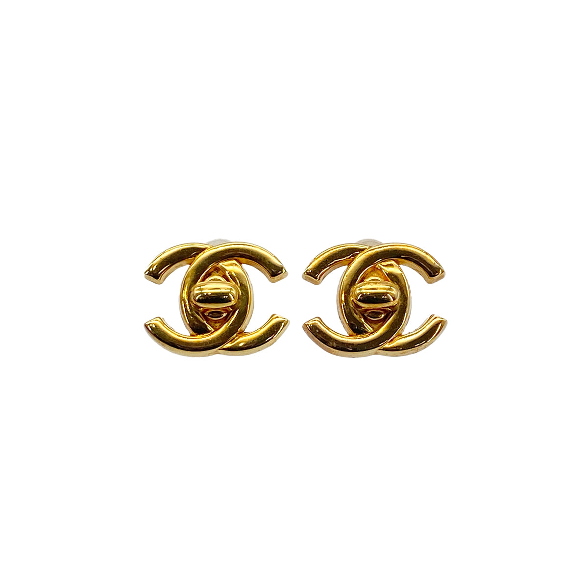 CHANEL VINTAGE EARRINGS TURN LOCK COCOMARK ACCESSORY 96P 90275942