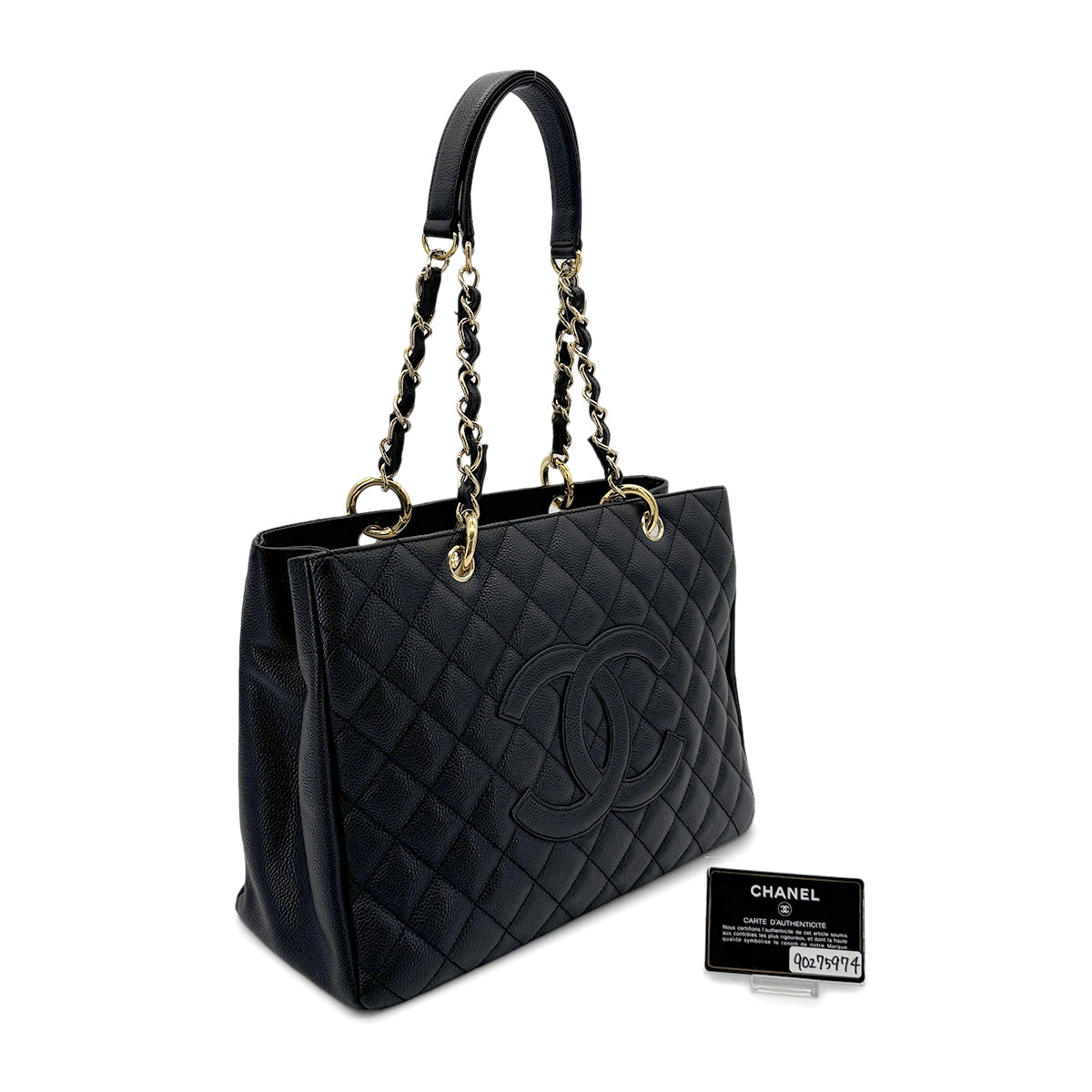 CHANEL VINTAGE GST COCOMARK CHAIN TOTE BAG BLACK CAVIAR SKIN 90275974
