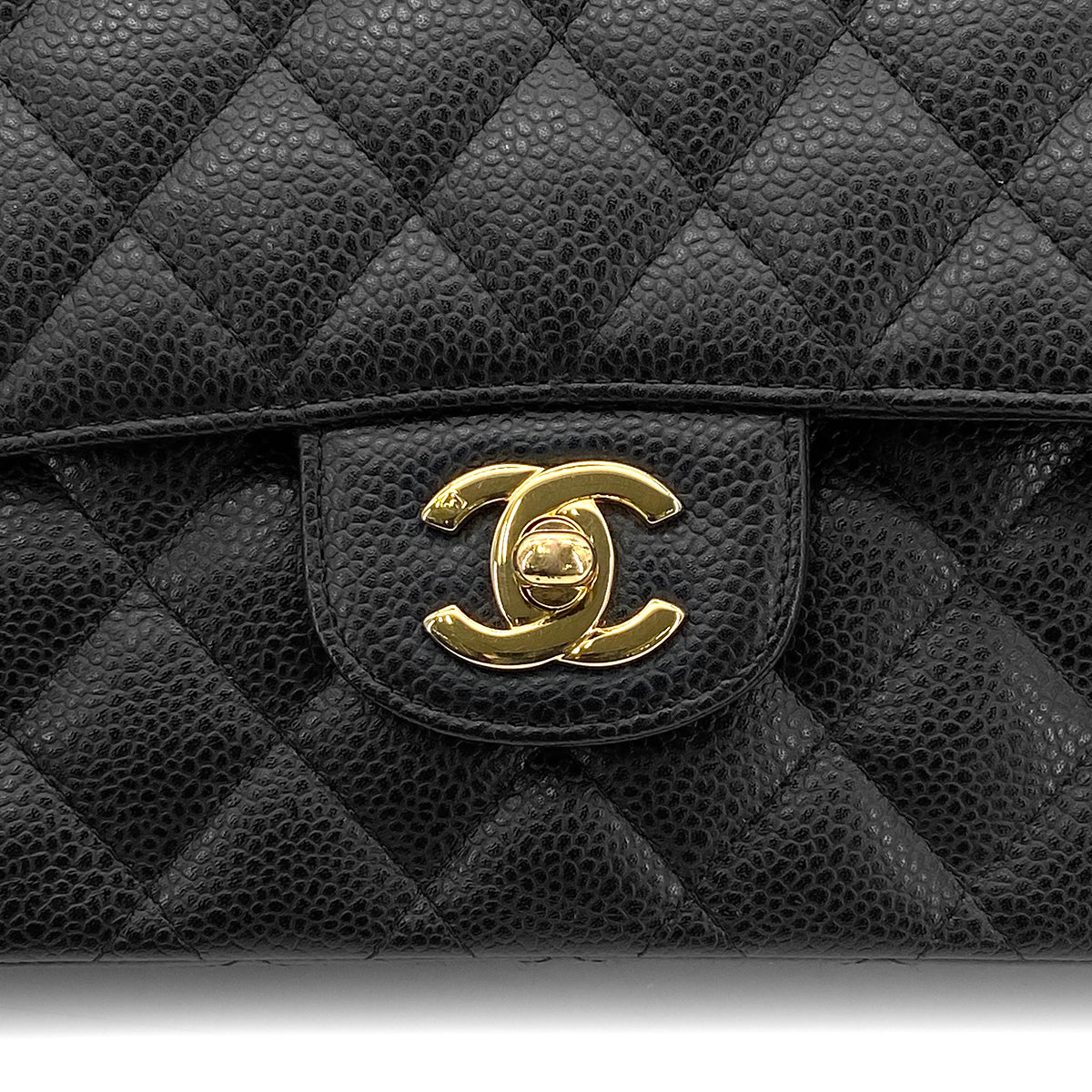 CHANEL CLASSIC FLAP MEDIUM CHAIN SHOULDER BAG BLACK CAVIAR SKIN 90275975