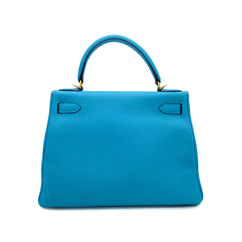 HERMES KELLY 28 RETOURNE TURQUOISE TOGO HAND SHOULDER BAG □R GHW 90275976 - PURPOSE