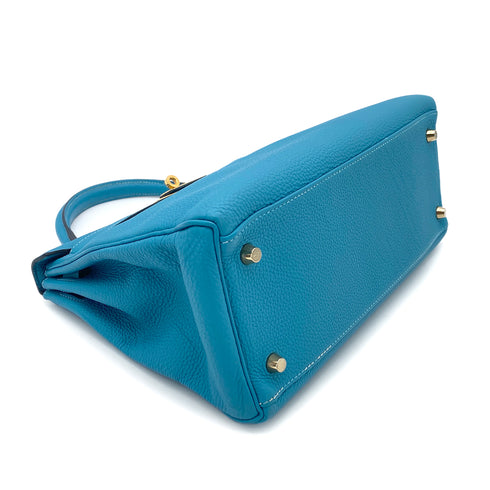 HERMES KELLY 28 RETOURNE TURQUOISE TOGO HAND SHOULDER BAG □R GHW 90275976 - PURPOSE