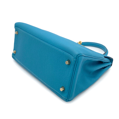 HERMES KELLY 28 RETOURNE TURQUOISE TOGO HAND SHOULDER BAG □R GHW 90275976 - PURPOSE