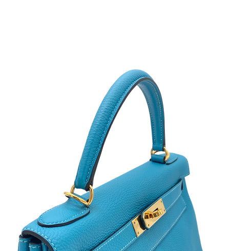 HERMES KELLY 28 RETOURNE TURQUOISE TOGO HAND SHOULDER BAG □R GHW 90275976 - PURPOSE