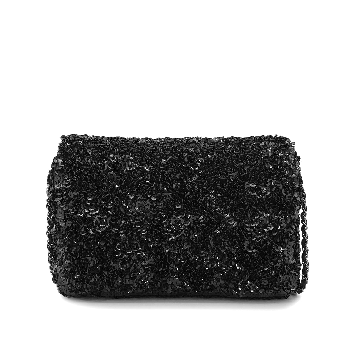 CHANELMINI CHAIN SHOULDER BAG BLACK SEQUINS 90275978