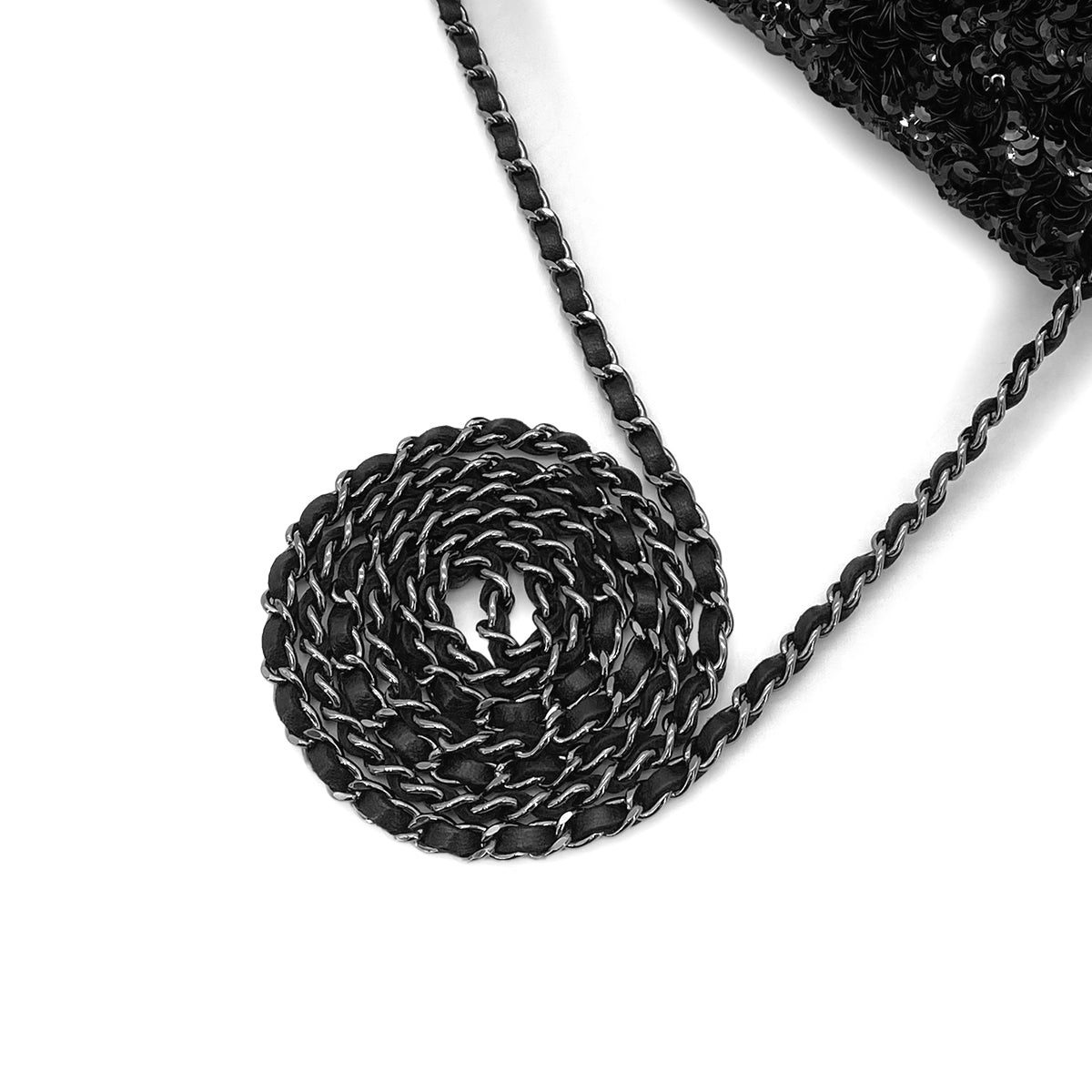 CHANELMINI CHAIN SHOULDER BAG BLACK SEQUINS 90275978