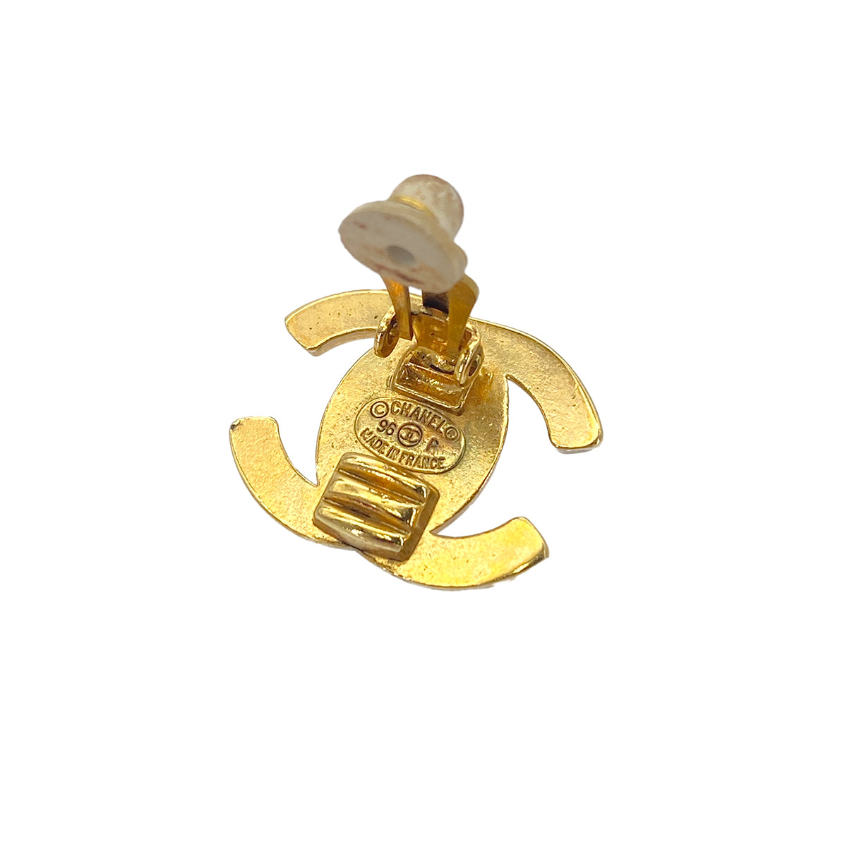CHANEL VINTAGE EARRINGS TURN LOCK ACCESSORY GOLD 96P 90276324