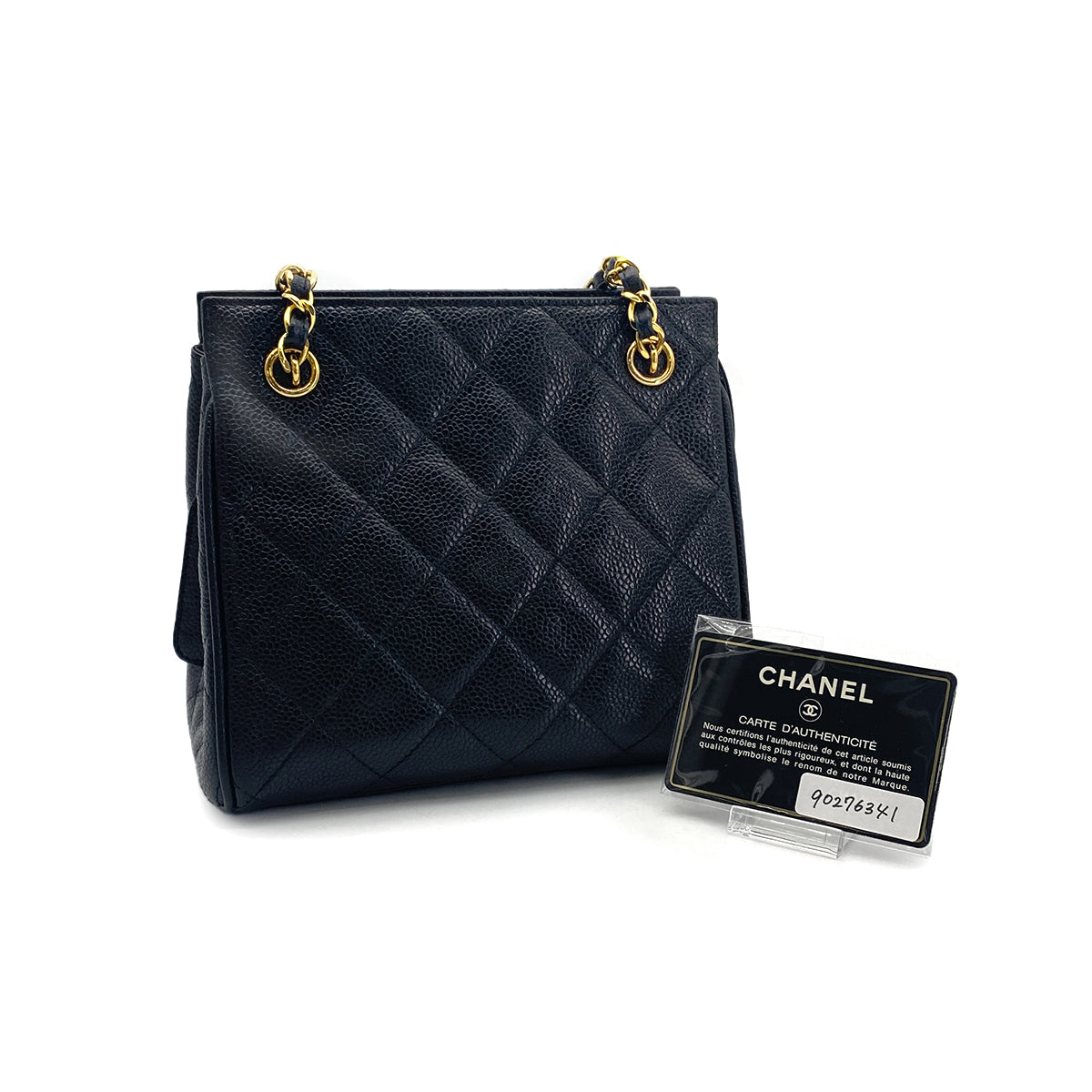 CHANEL VINTAGE MATELASSE CHAIN SHOULDER BAG BLACK CAVIAR SKIN 90276341