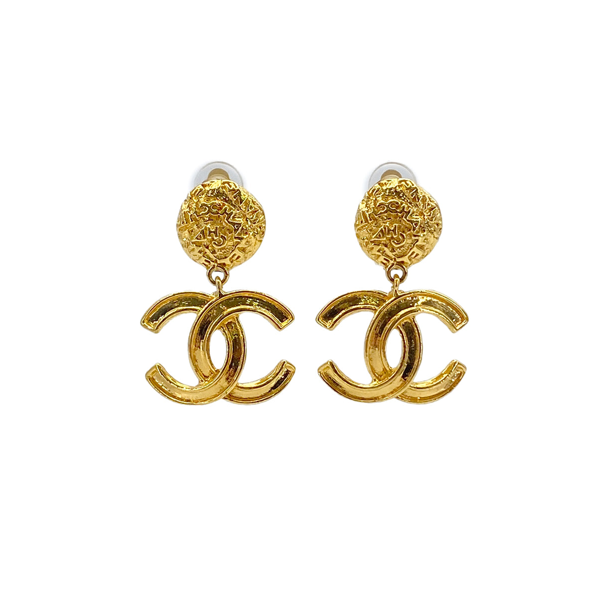 CHANEL VINTAGE EARRINGS COCOMARK GOLD SWING ACCESSORY 95A 90276351