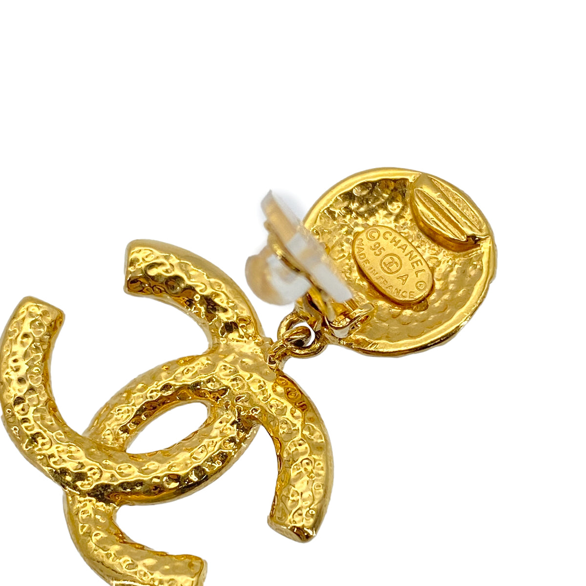 CHANEL VINTAGE EARRINGS COCOMARK GOLD SWING ACCESSORY 95A 90276351