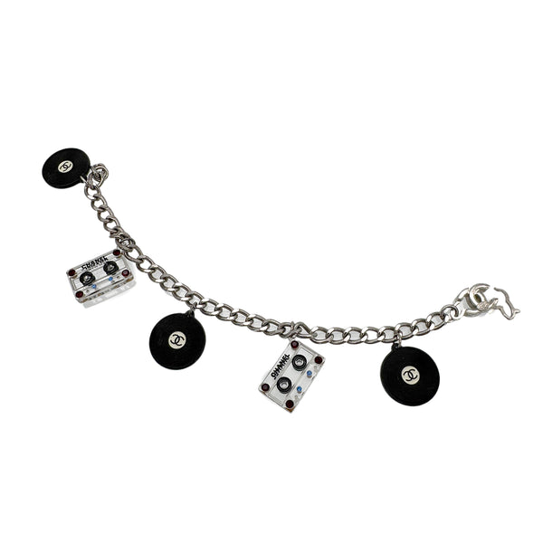 CHANEL BRACELET CASSETTE TAPE RECORD COCOMARK LOGO RHINESTONES ACCESSORY 04P 90276356
