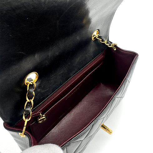 CHANEL VINTAGE DIANA SMALL CHAIN SHOULDER BAG BLACK LAMB SKIN 90276363 - PURPOSE