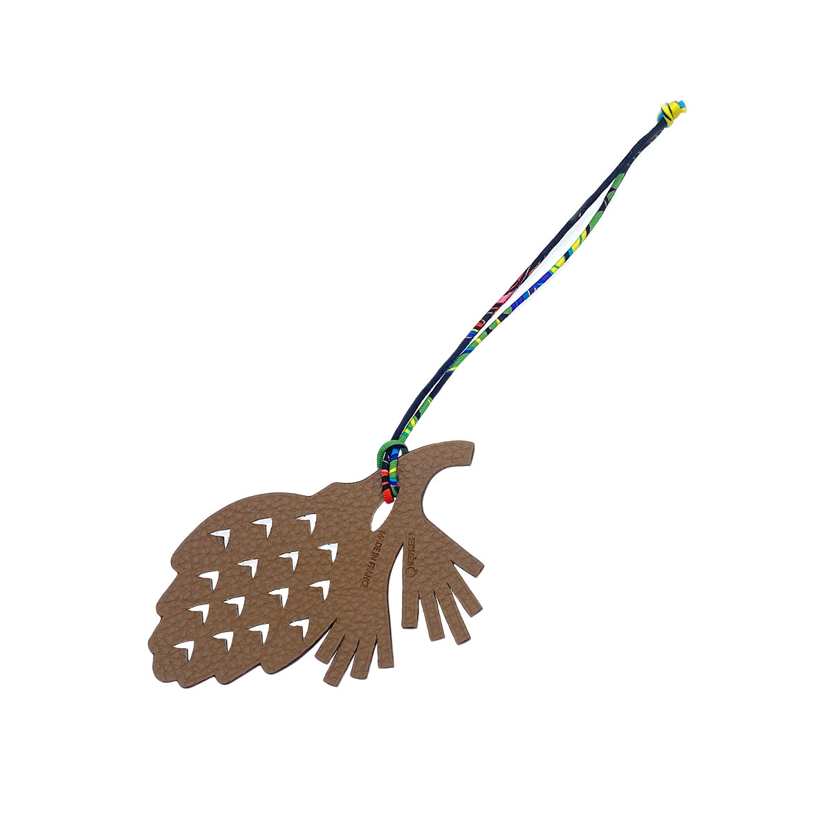 HERMES BAG CHARM PETIT H PINECONE CARAMEL NOIR EPSOM TAURILLON CLAMENCE 90276369