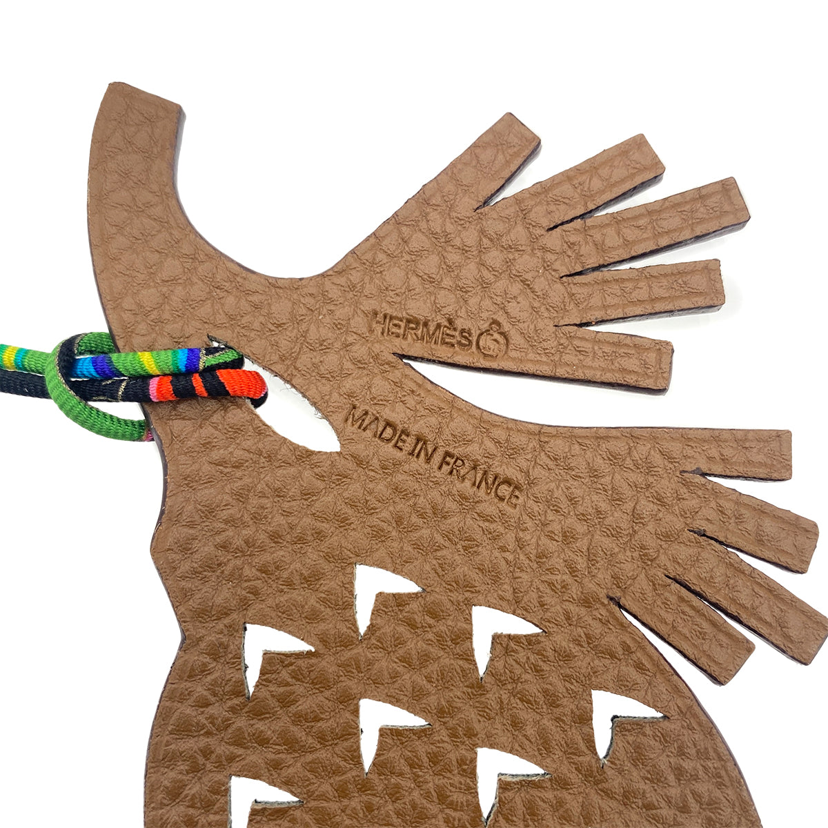 HERMES BAG CHARM PETIT H PINECONE CARAMEL NOIR EPSOM TAURILLON CLAMENCE 90276369