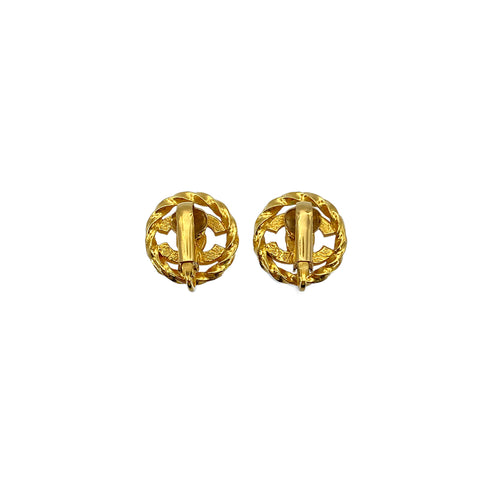 CHANEL VINTAGE EARRINGS COCOMARK RHINESTONE CIRCLE GOLD ACCESSORY 90276378 - PURPOSE