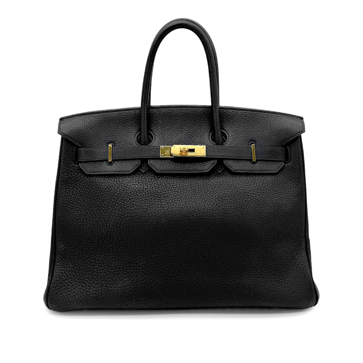 HERMES BIRKIN 35 BLACK FJORD HAND BAG □H GHW 90276384