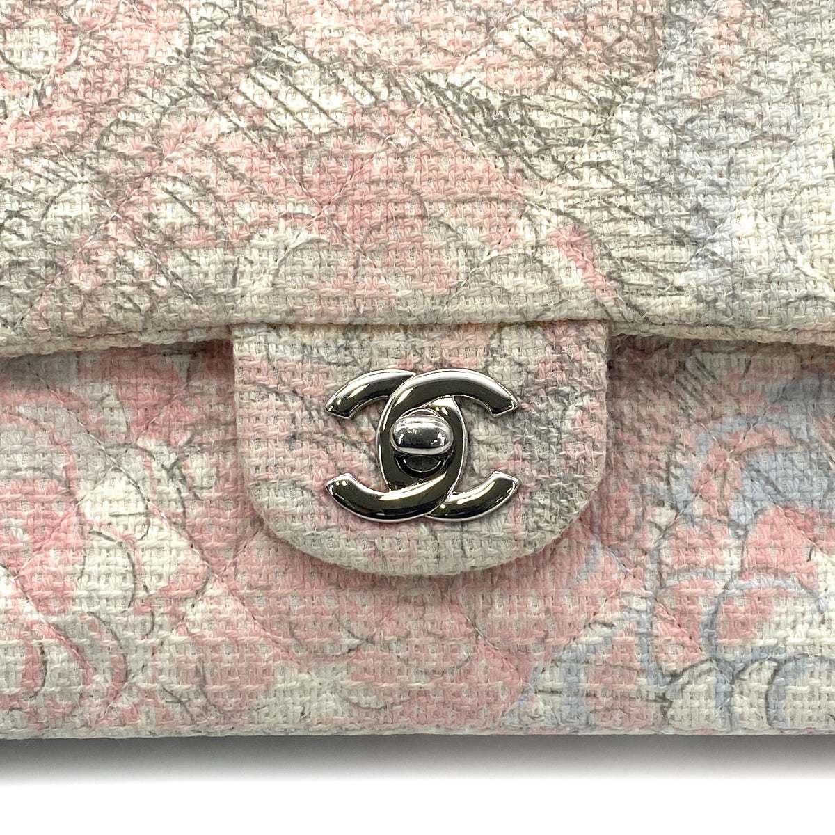 CHANEL MATELASSE CAMELLIA CHAIN SHOULDER BAG MULTICOLOR TWEED 90276393