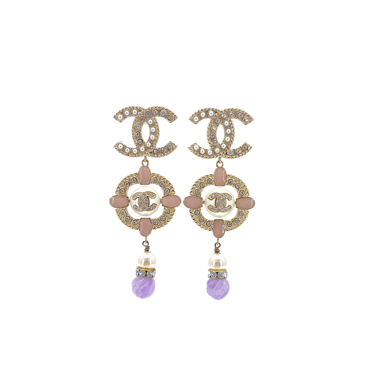 CHANEL EARRINGS COCOMARK RHINESTONE PEARL ACCESSORY P20S 90276394