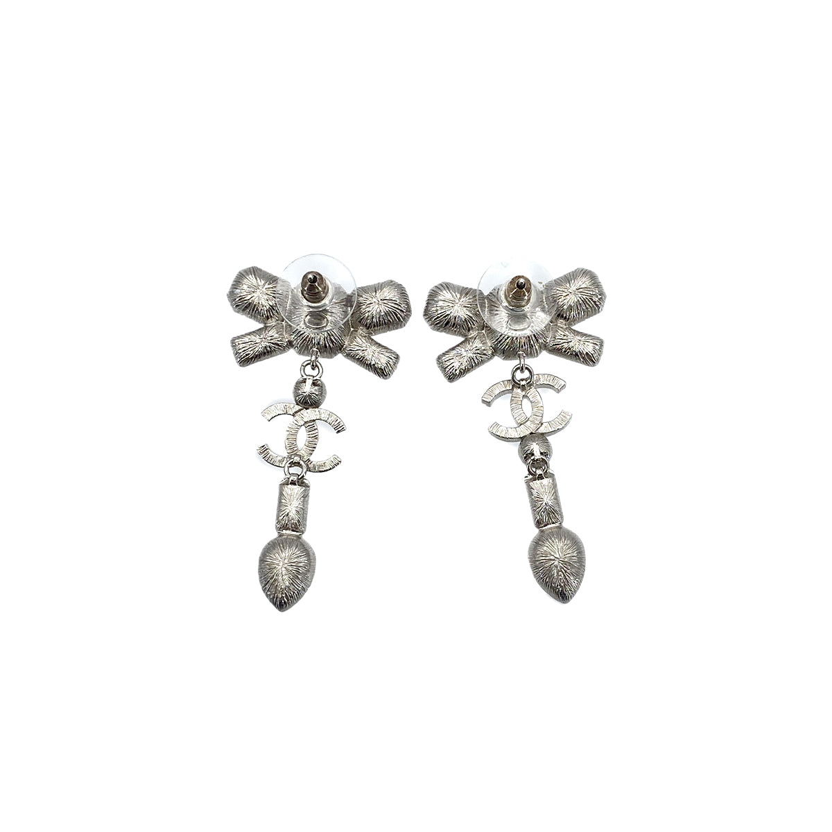 CHANEL EARRINGS COCOMARK RIBBON RHINESTONE PEARL ACCESSORY B23K 90276395