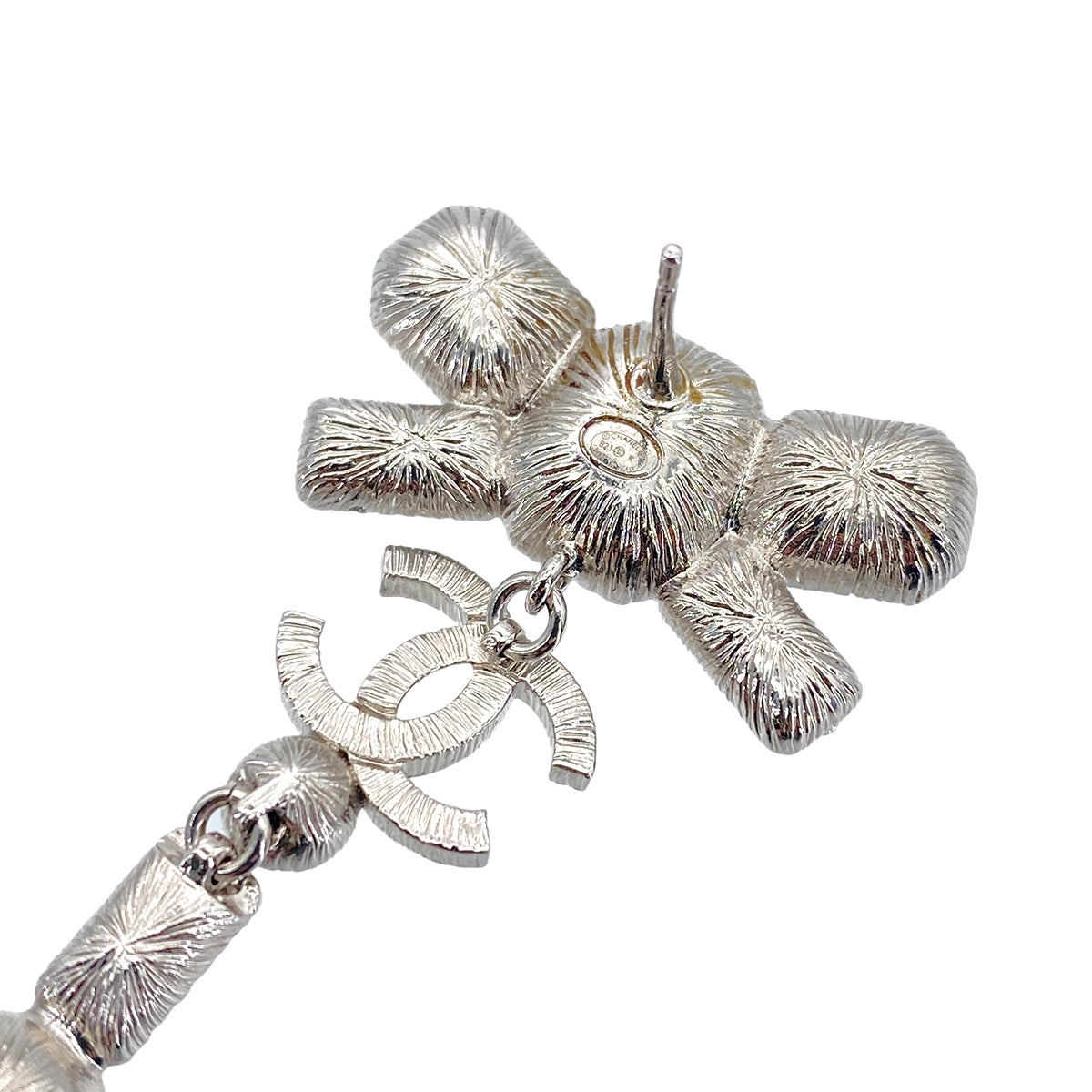 CHANEL EARRINGS COCOMARK RIBBON RHINESTONE PEARL ACCESSORY B23K 90276395