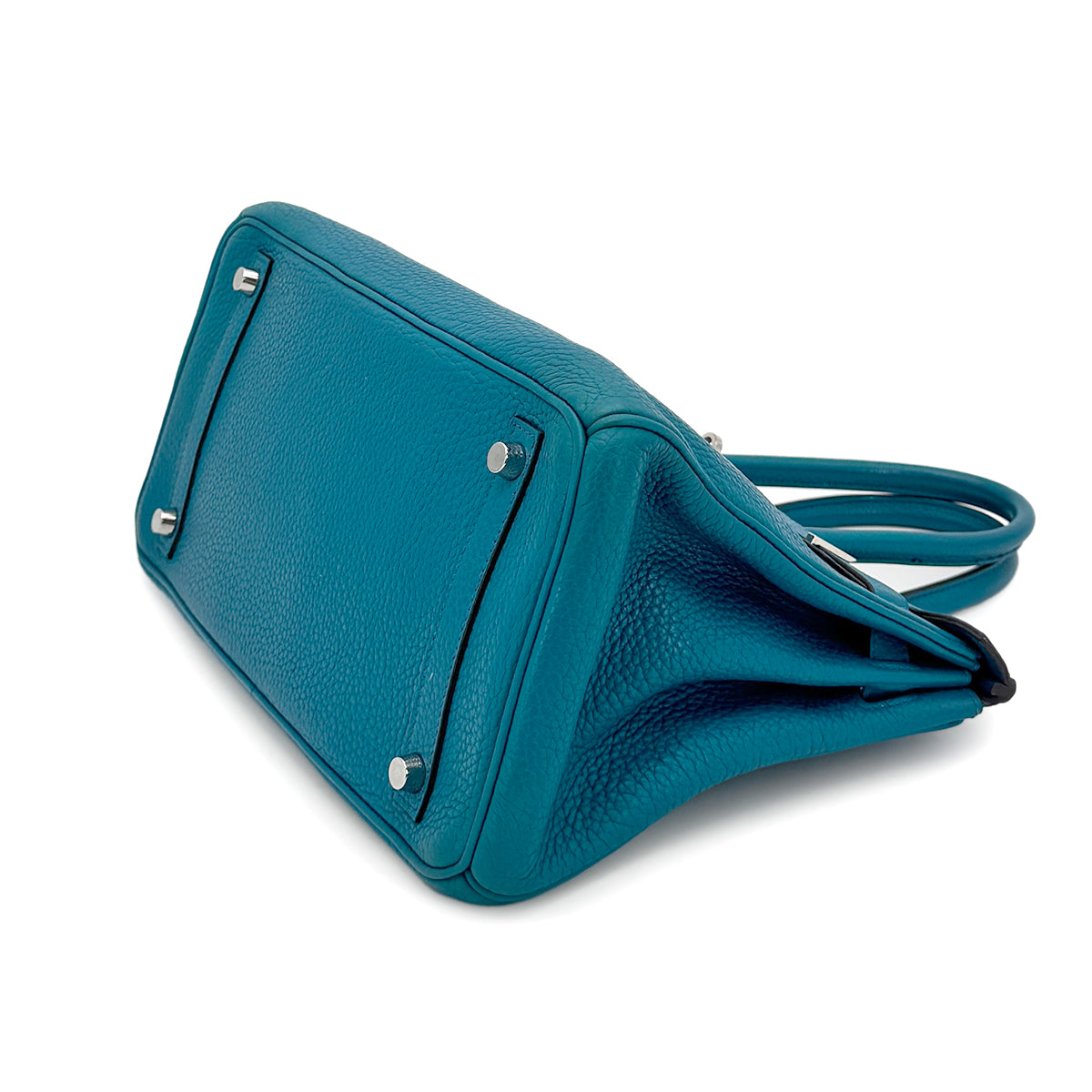 HERMES BIRKIN 30 TURQUOISE MYKONOS TAURILLON CLEMENCE HAND BAG □Q SHW 90276398