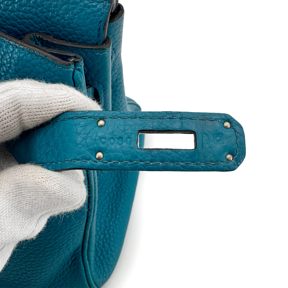 HERMES BIRKIN 30 TURQUOISE MYKONOS TAURILLON CLEMENCE HAND BAG □Q SHW 90276398