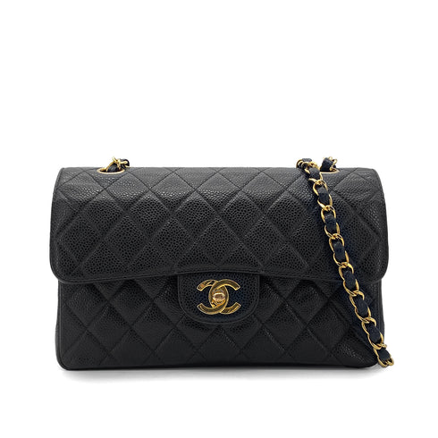 CHANEL VINTAGE CLASSIC FLAP SMALL CHAIN SHOULDER BAG BLACK CAVIAR SKIN 90276399 - PURPOSE