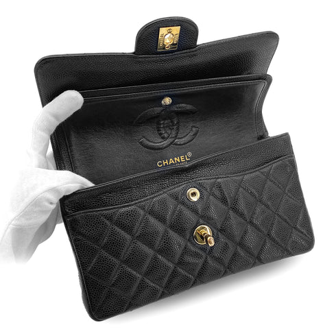 CHANEL VINTAGE CLASSIC FLAP SMALL CHAIN SHOULDER BAG BLACK CAVIAR SKIN 90276399 - PURPOSE