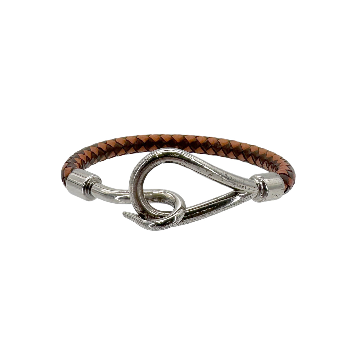 HERMES BRACELET JUMBO BROWN SILVER LEATHER ACCESSORY 90276645