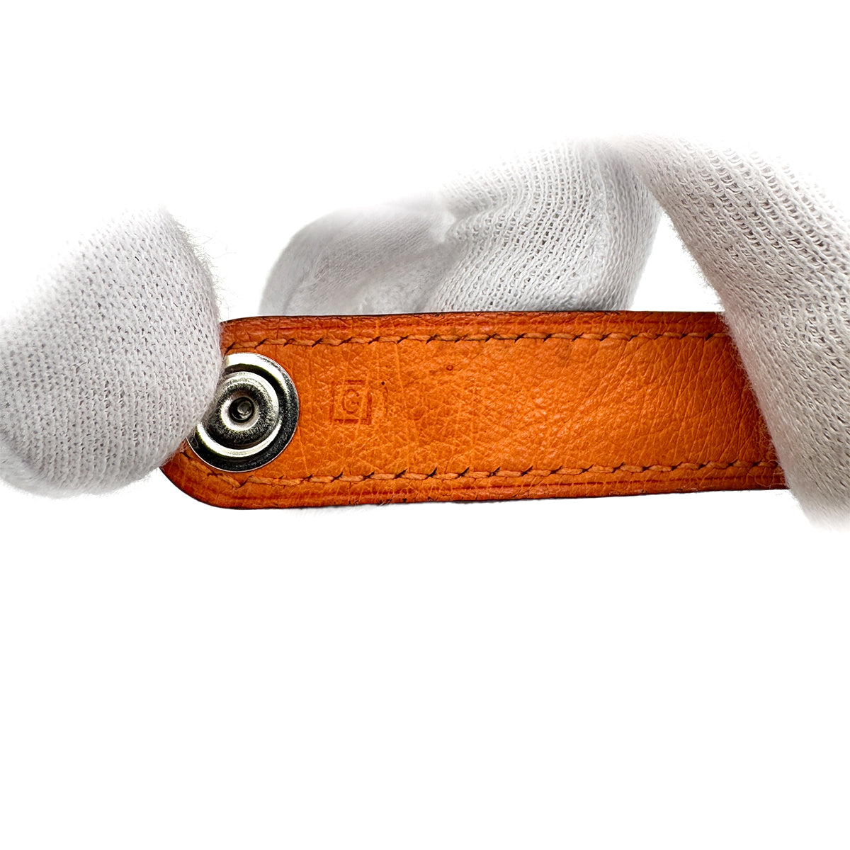 HERMES NOMADE GLOVE HOLDER ORANGE SILVER LEATHER ACCESSORY □G 90276669