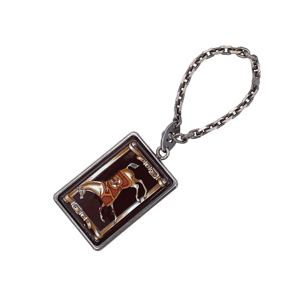 HERMES EMAIL BAG CHARM CLOISONNE HORSE BROWN ACCESSORY 90276684