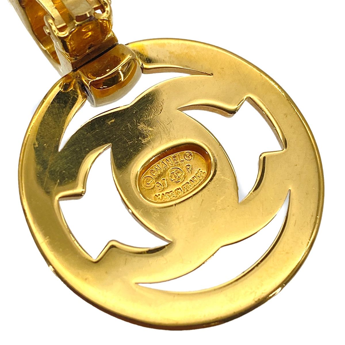 CHANEL VINTAGE EARRINGS TURN LOCK SWING GOLD ACCESSORY 97P 90276739